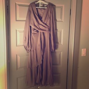 ASOS midi high/low purple ruffle dress